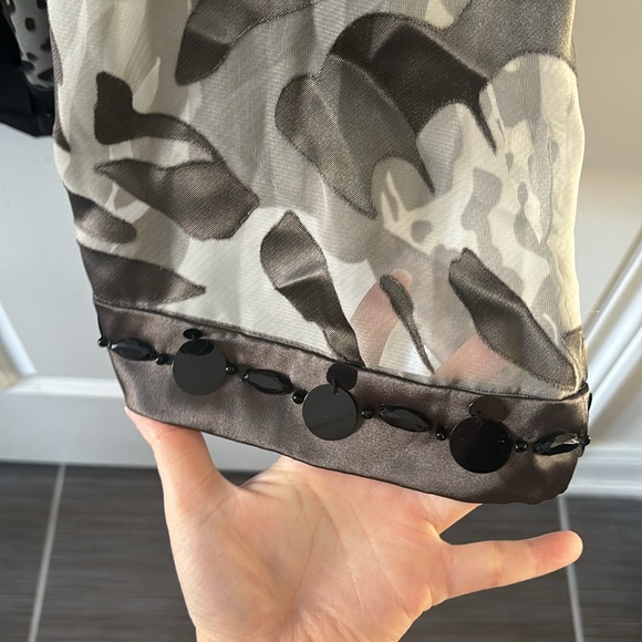 Nicole Miller cocktail dress womens 8 gray abstract satin trim side zip lined - Picture 7 of 11